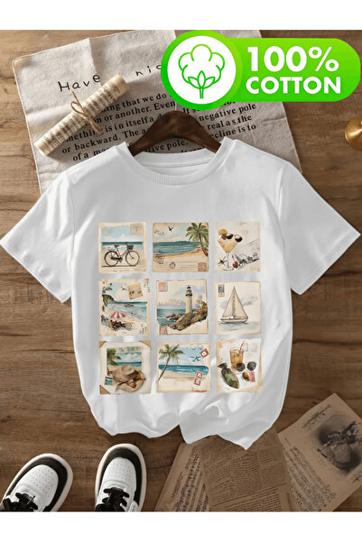 one button تي شيرت صيفي مطبوع بتصميم فاخر كبير الحجم