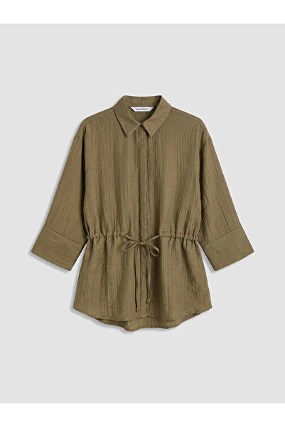 LC Waikiki Brown Textured Oversize Women's Shirt