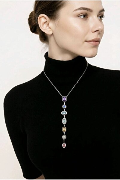 Monalisa Home Silver Color Luxury Shiny Flashy''Y'' Necklace