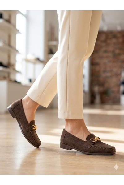 Lütfi Women's Brown Suede Soft Sole Casual Loafer Shoes