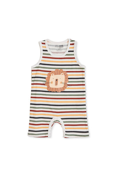 ebebek Hello Baby HelloBaby Erkek Bebek Kısa Tulum Hayvan Baskılı Çıtçıtlı Bi...