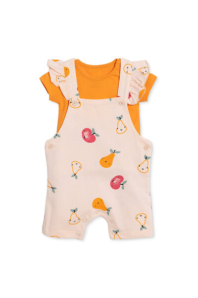 ebebek Hello Baby HelloBaby Kız Bebek Şort Salopet-Tshirt Düğmeli Bisiklet Ya...