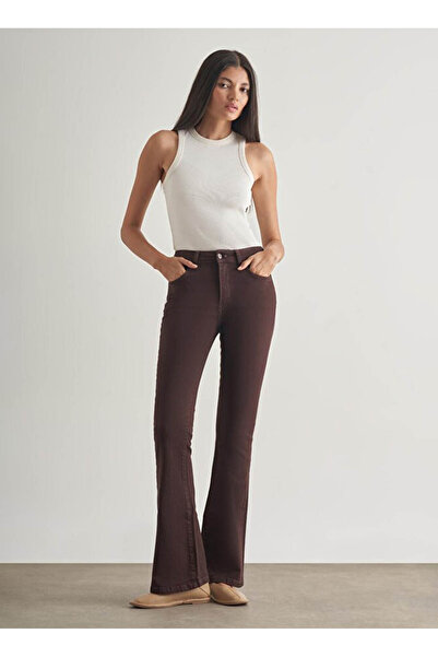 Mizalle Kahverengi Kadın Skinny Fit Pantolon M1MZ1010130175