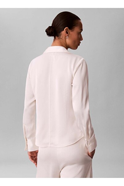 Calvin Klein Beyaz Kadın Gömlek HAMMERED SATIN FITTED