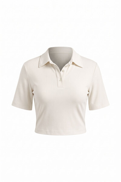 MAGARDE Padded Premium Polo Collar Blouse - Ecru