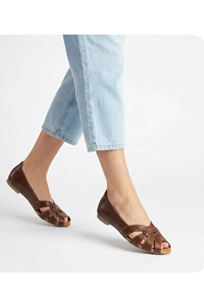 PİERRO SHOES Örgü Detaylı Açık Burun Kadın Babet - Rahat Günlük Yaz Ayakabısı