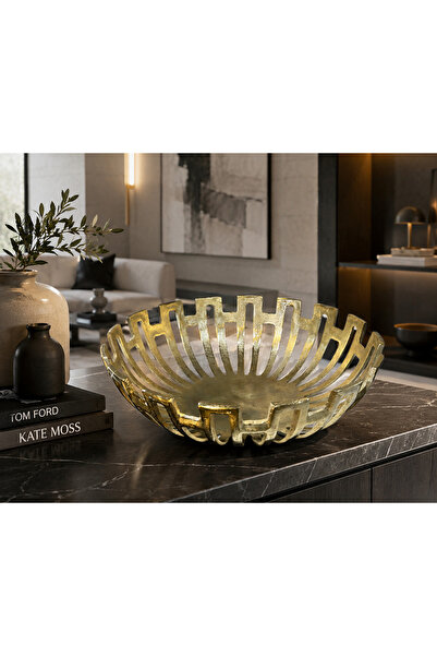 Kadim Vizyon İthal Gold Döküm Meyvelik 32 cm