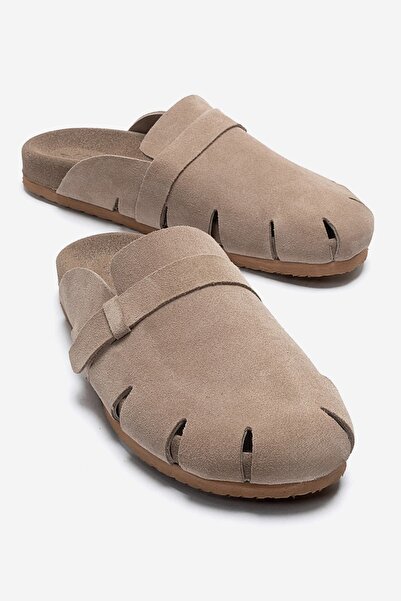 Zeynep Sıradağlı Verloni Men's Genuine Leather Slippers Mink Suede