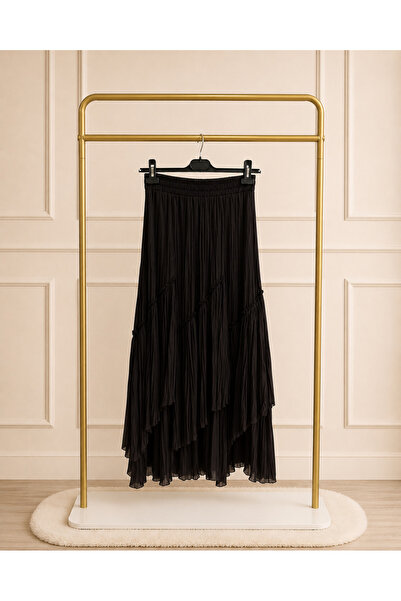 Sentez Viola Parçalı Kırıştırma Etek