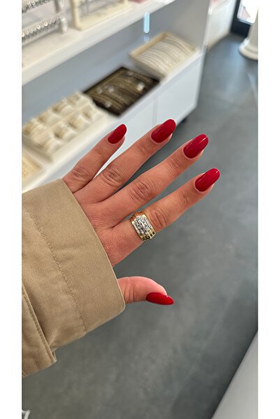 GLARE JEWELRY CO Tasarım Zirkon Taşlı 14k Gold Renginde Parmağa Ayarlanabilir...