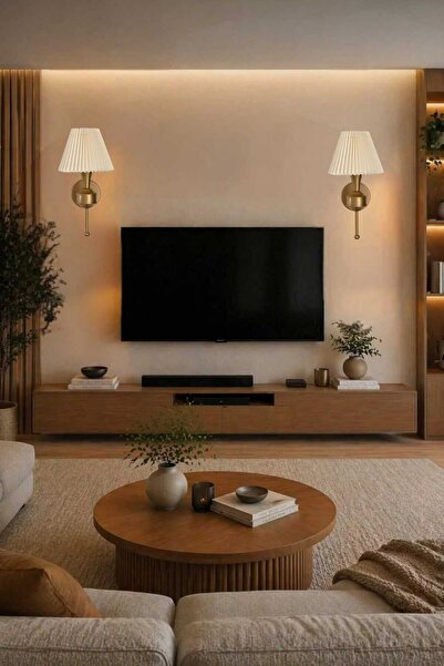 BSA LIGHTING DİLA TEKLİ ESKİTME MODERN APLİK ( PİLİSELİ KONİK KREM ABAJURLU)
