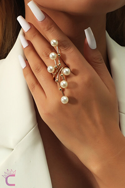 Cinderella Accessories Adjustable Wrap Spiral Ring with Artificial Pearls Gol...