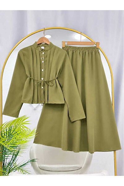 MODA VEDAT Bluză de damă cu fustă cu pliuri -0550