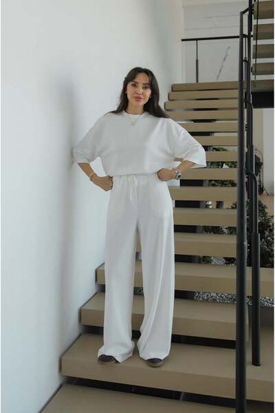 Havoş Ecru Rush Oversize Blouse and Pants Set