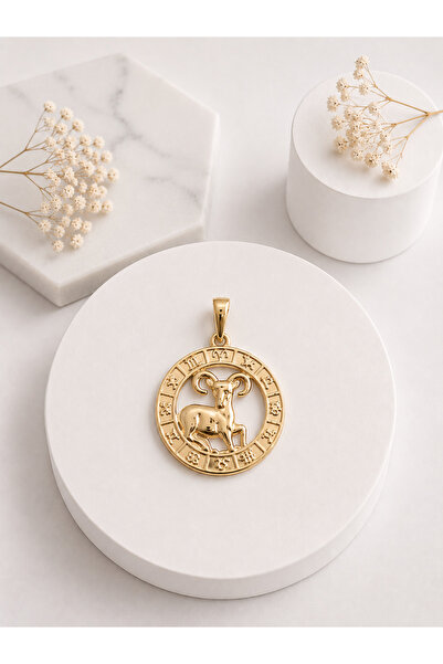 XUPING JEWELRY Koç Burcu Kolye Ucu | Xuping 14K Gold Kaplama Astroloji Kolyes...