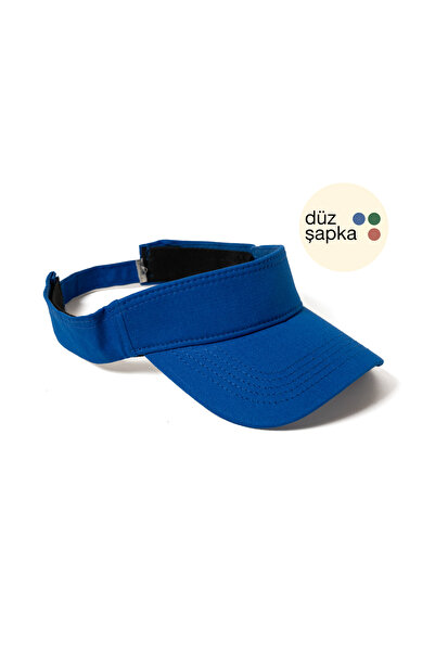 düz şapka studio Flat Hat |   Blue Visor Hat - Minimalist, Without Logo and Text