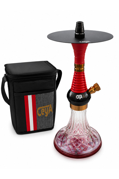 CEYA NARGİLE CEYA Vorza Kırmızı Nargile Takımı 37 Cm Çantalı Lüleli Komple Se...
