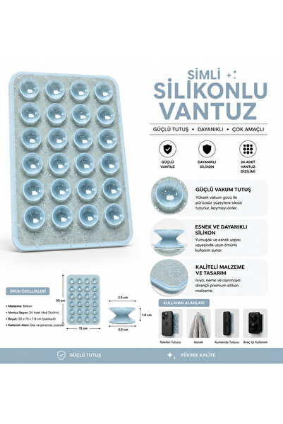 HYPERSOFT Tüm Telefonlarla Uyumlu Yapışkanlı Kaymaz Simli Silikon Vantuz Tele...
