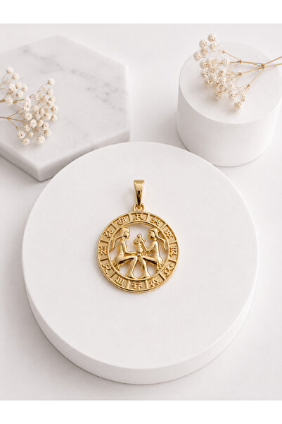 XUPING JEWELRY İkizler Burcu Figürlü Gold Madalyon Kolye Ucu - Minimalist Şan...