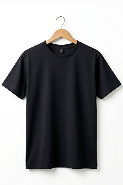 onsrawear Unprinted Plain Premium 100% Cotton Crew Neck Black Basic T-Shirt