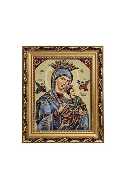 VERSET Textile Icon (Tapestry) Orthodox Mother of God with Child, Gold Baroqu...