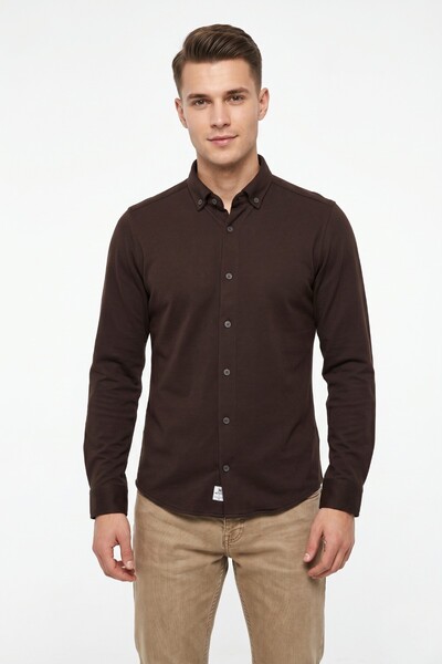 ADVANTE Men's Sport Slim Fit Long Sleeve Honeycomb Textured Shirt Bgl-St05483