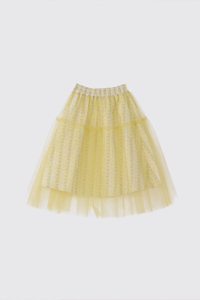 Panço Girl's Yellow Long Skirt