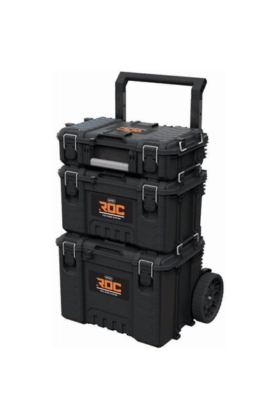Keter Set of tool boxes on wheels 3 boxes, 111 L, 80kg, handle, wheels, Black