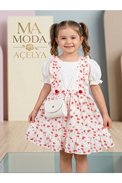MODA AÇELYA Girl's floral dress with bag
