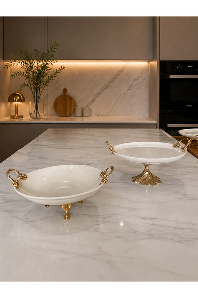 Sillage Home 2-Piece Porcelain Presentation Set – 24 cm Deep Bowl & 26 cm Ser...