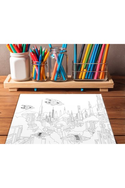 OEM Poster Gigant de Colorat Orasul viitorului pentru Copii, 119x84 cm
