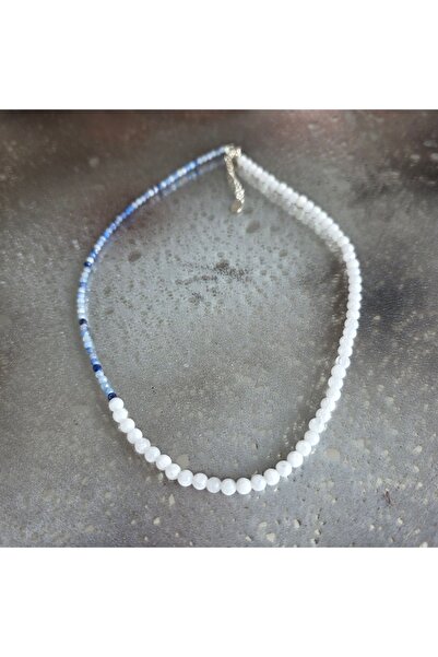 DRUZY Blue aventurine and white jade necklace, Silent Shift #76