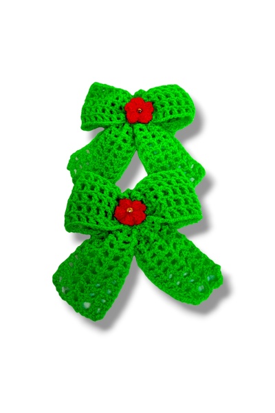Lucille Craftshop Set 2 Agrafe Handmade Croșetate – Fundițe Colorate cu Flori
