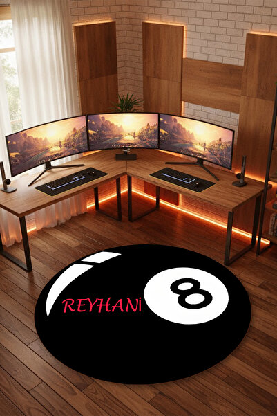 Reyhani Bilardo Topu Siyah Desenli Kaymaz Taban Makinede Yıkanabilir Banyo Ga...