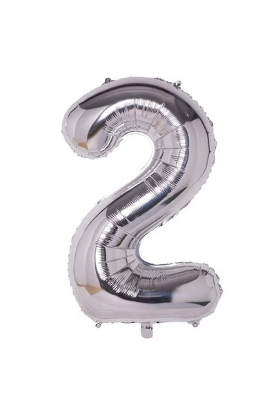Balonsan 40" Silver -2- Age Number Foil Balloon 100 cm