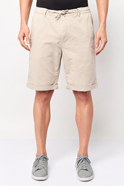 CELIO Men Solid Basic Shorts, Beige