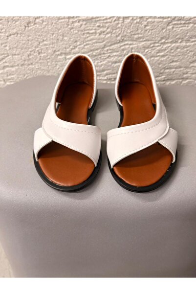 Beyond Women's White Open-Front Leather Sandals 1cm Byndpwr03