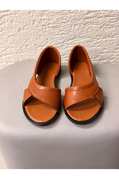 Beyond Women's Tan Open-Front Leather Sandals 1cm Byndpwr03