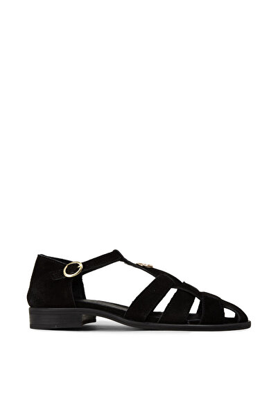Deery Women's Genuine Suede Black Sandals