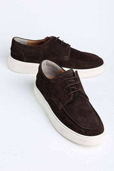 Dilimler Ayakkabı Genuine Leather Suede Men's Casual Shoes Brown White Sole w...