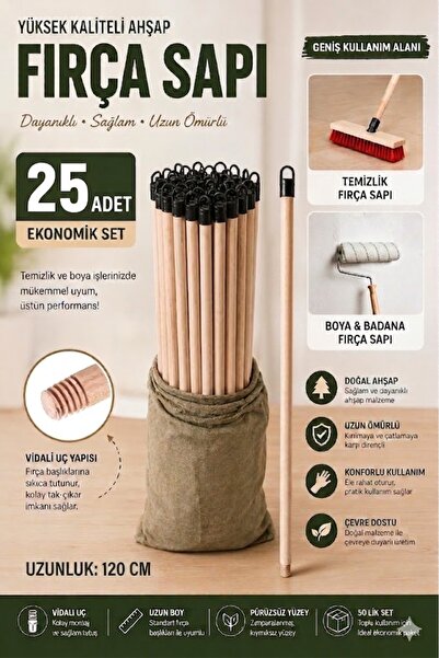 TrMuko High Quality Eucalyptus Wood Brush Handle (120 cm) – Head with Screw a...