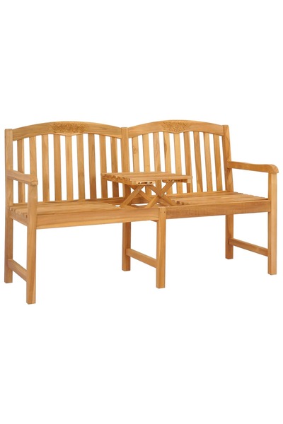 vidaxl Hand-carved wooden bench with flowers