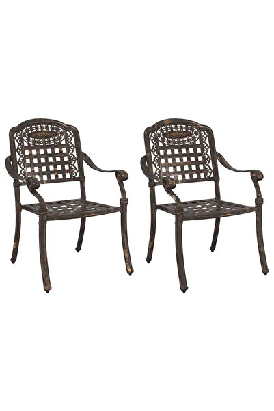 vidaxl Scaun pentru Grădină 2 pcs Bronz 55 x 56,5 x 91cm Aluminiu