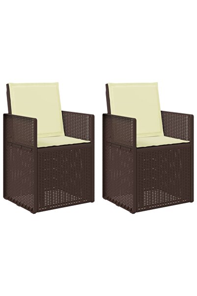 vidaxl Scaune de Dining pentru Grădină 2 pcs Maro și Crem PP