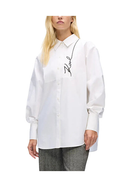 Karl Lagerfeld Γυναικείο Signature Πουκάμισο Λευκό A4W11014-100 WHITE