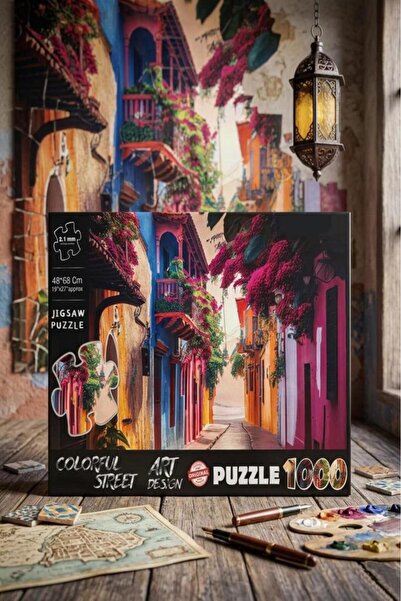 Tıfıl Toys 1000 Piece Colorful Street Street Scenery Design Puzzle 48X68Cm Ed...