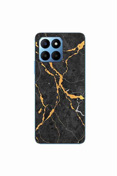 OEM Husa compatibila cu Honor X8 5G Silicon Gel Tpu Model Noir Gold Marble