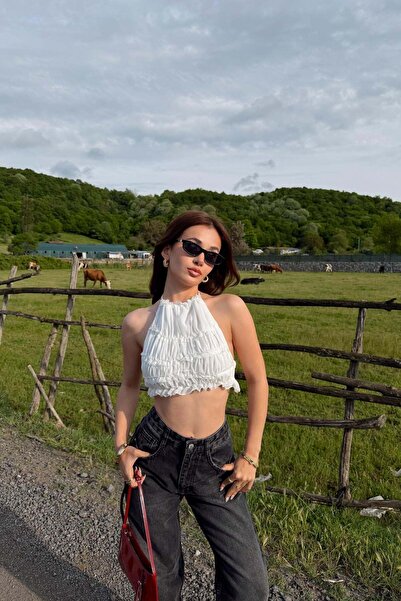 mylove Backless Strapless Crop Top White