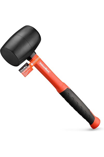 ValueMax 450 g Rubber Mallet, Mallet Hammer with Solid Rubber Head and Fiberg...
