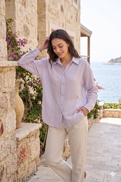 ABBRA Women's Long Sleeve Silky Summer Shirt